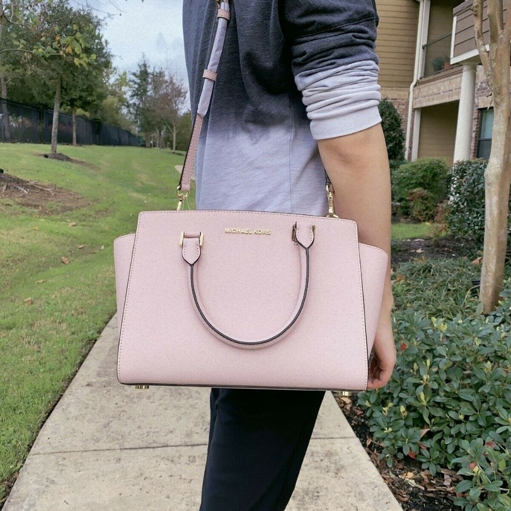 MICHAEL KORS SELMA MD LEATHER SATCHEL BAG+WALLET - Picture 2 of 8